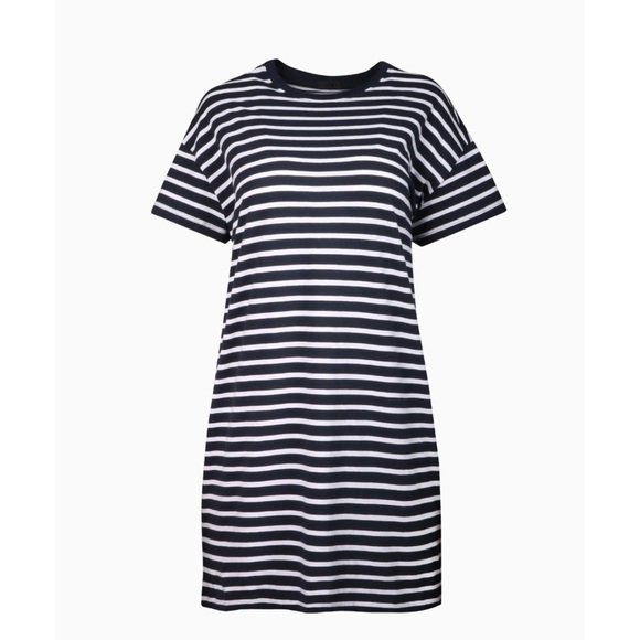 ATM Stripe Jersey Short Sleeve Dress - Picture 2 of 13